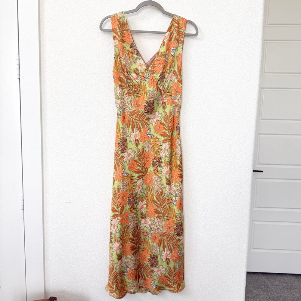 DRESS FORUM Sleeveless Tropical Midi Slip Dress Boho Resort Feminine Size L NWT